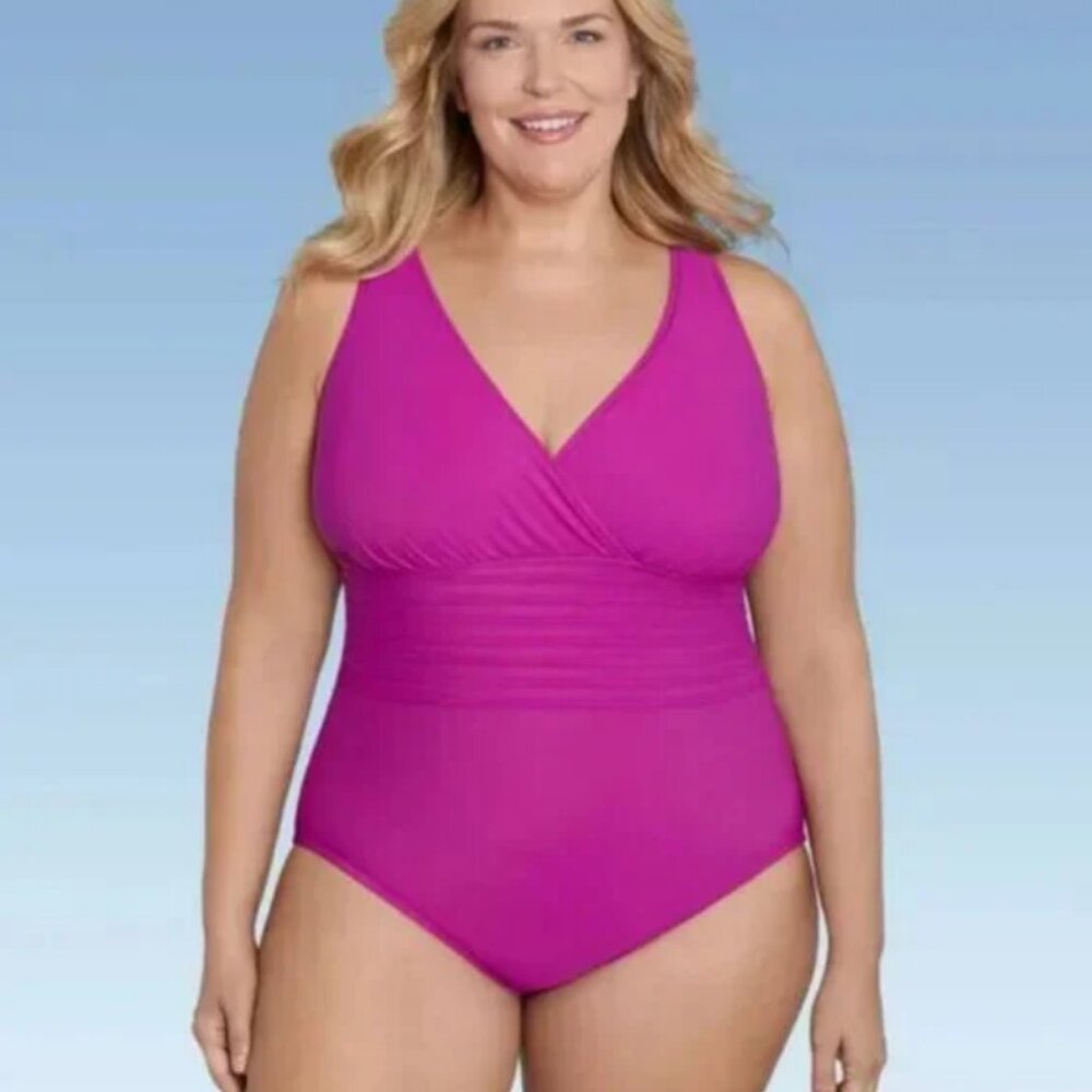 Aqua Green Women's UPF 50 Waist Detail Over the Shoulder One Piece Swimsuit 17